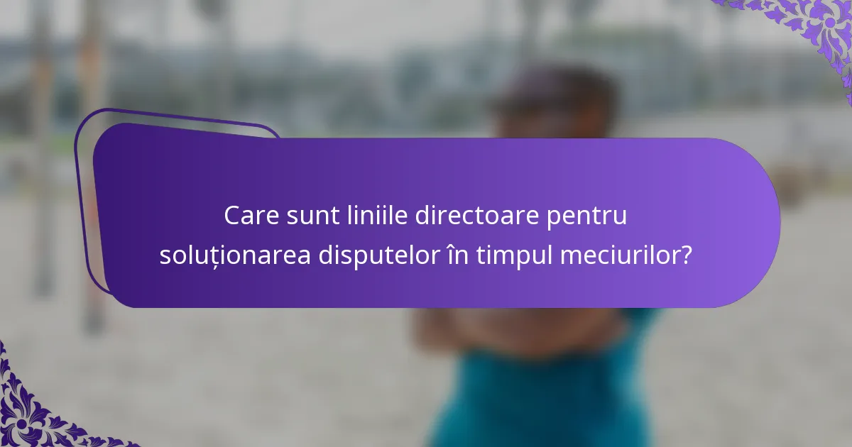 Care sunt liniile directoare pentru soluționarea disputelor în timpul meciurilor?