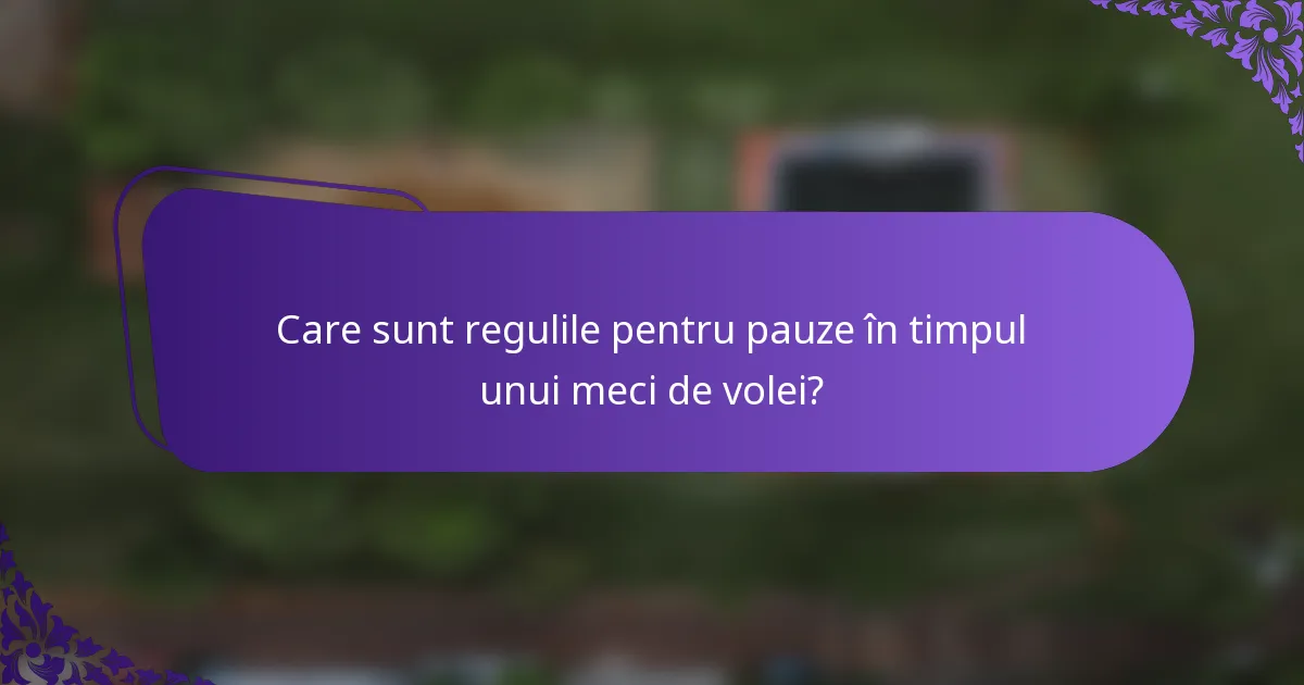 Care sunt regulile pentru pauze în timpul unui meci de volei?
