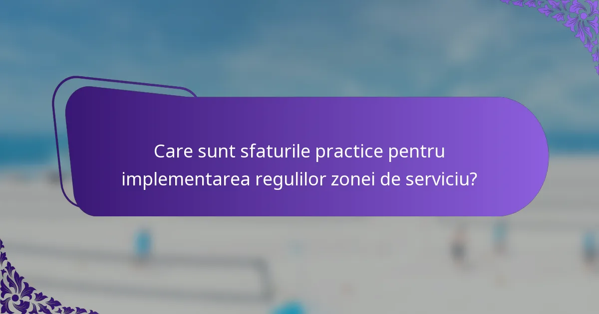 Care sunt sfaturile practice pentru implementarea regulilor zonei de serviciu?