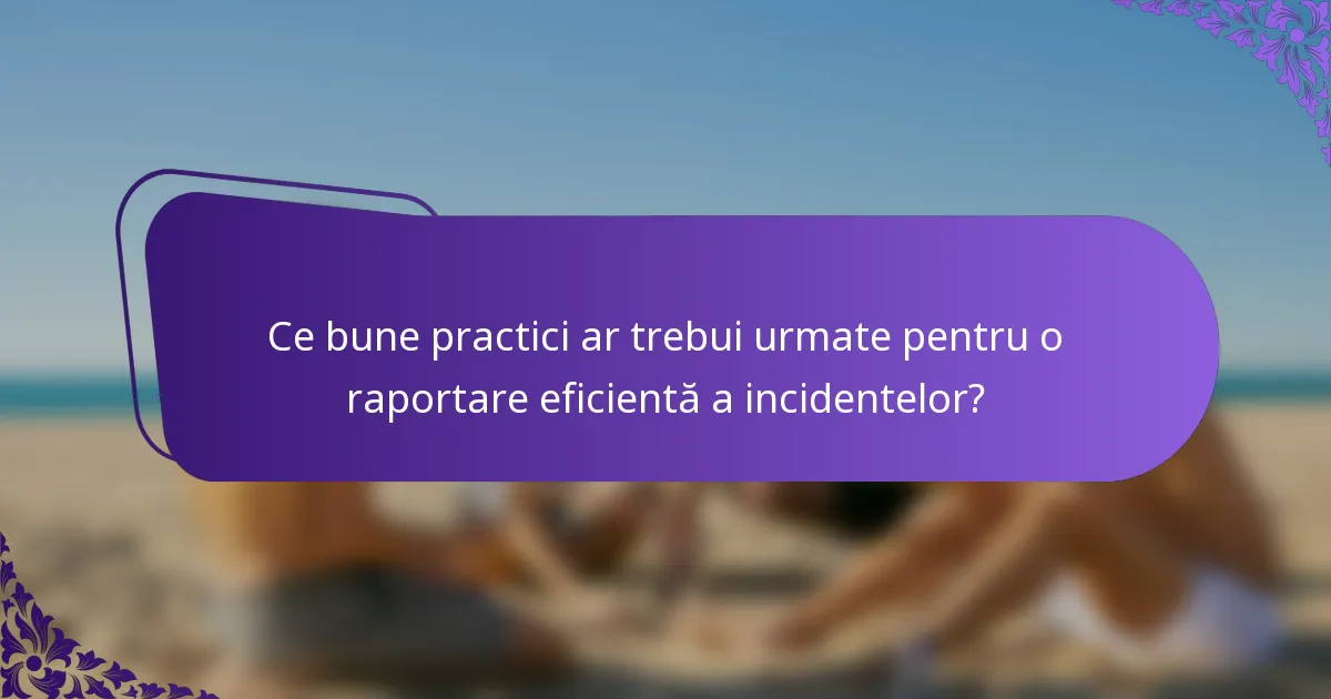 Ce bune practici ar trebui urmate pentru o raportare eficientă a incidentelor?