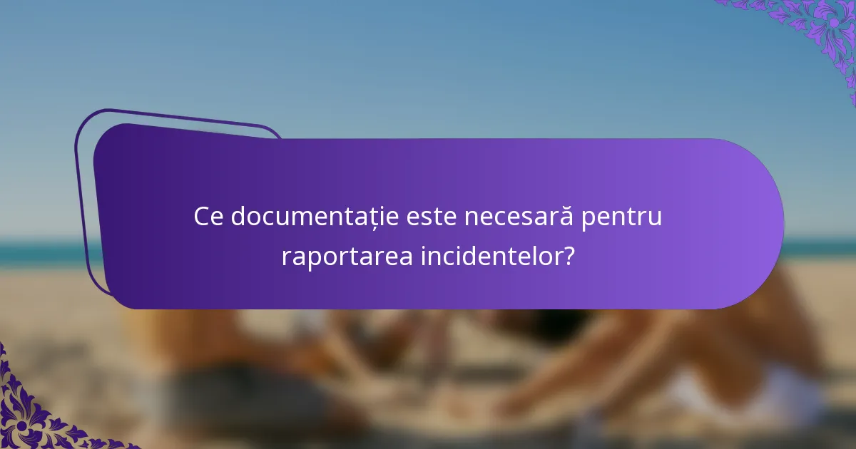 Ce documentație este necesară pentru raportarea incidentelor?