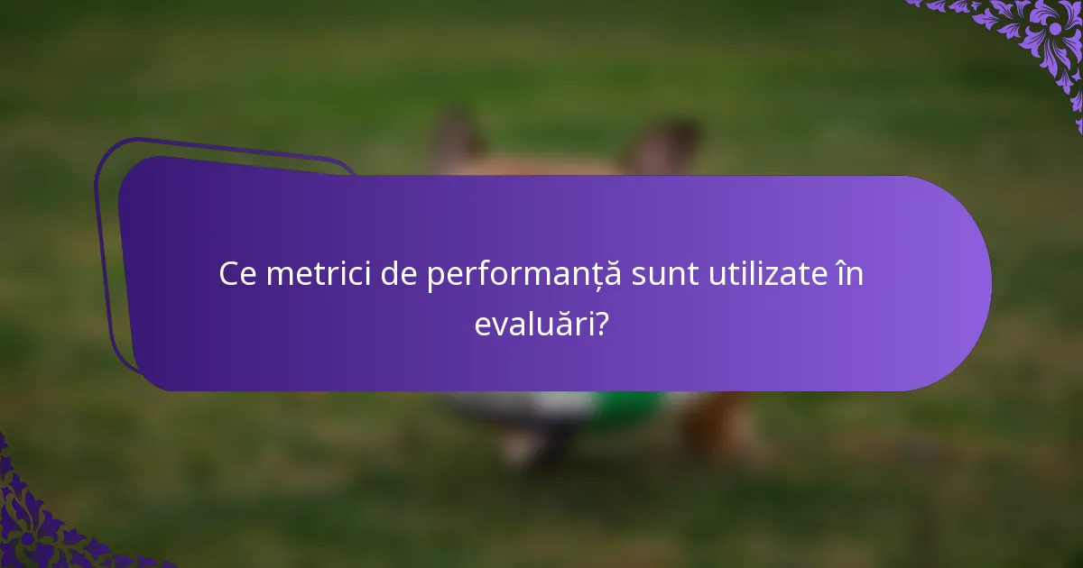Ce metrici de performanță sunt utilizate în evaluări?