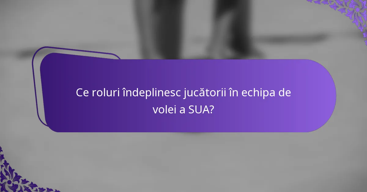 Ce roluri îndeplinesc jucătorii în echipa de volei a SUA?