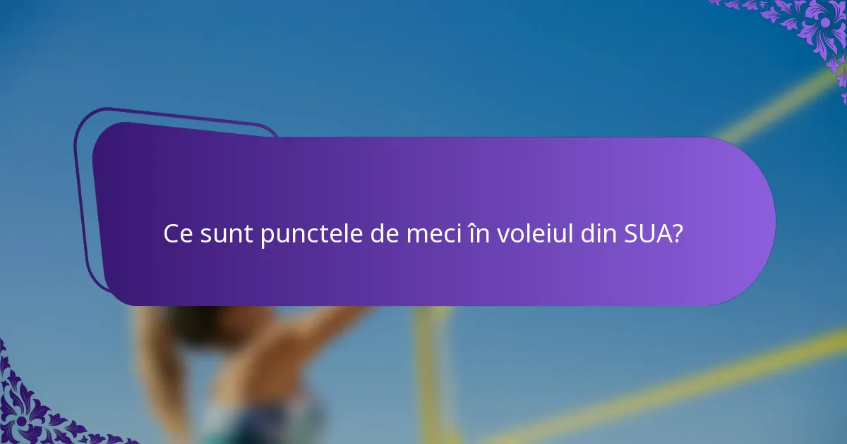 Ce sunt punctele de meci în voleiul din SUA?