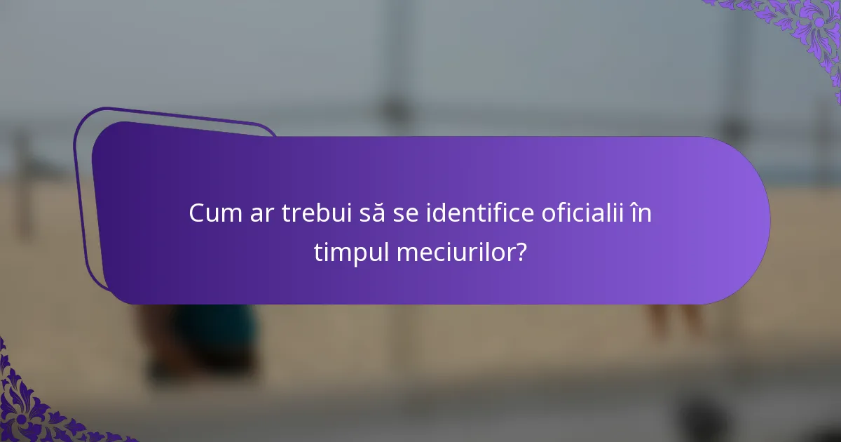 Cum ar trebui să se identifice oficialii în timpul meciurilor?